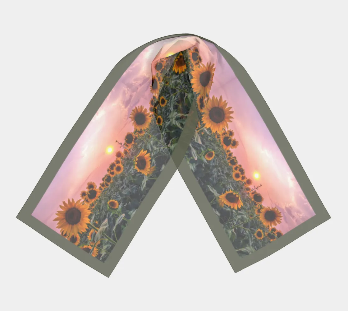 Sunflowers Pretty in Pink Sunset Sage Scarf