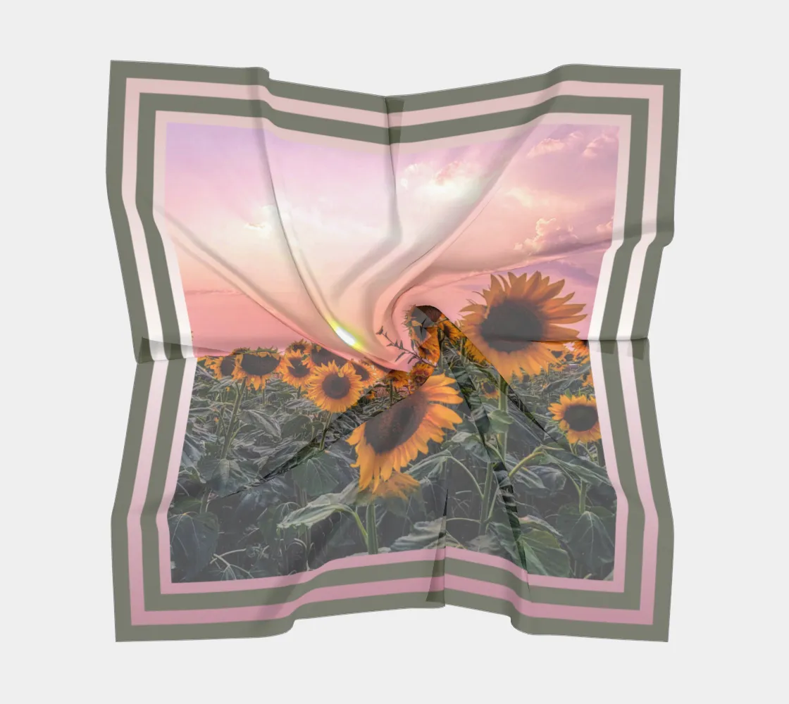 Sunflowers Pretty in Pink Sunset Sage Stripe