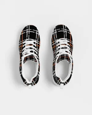 Womens Sneakers - Canvas Running Shoes, Black Plaid Print