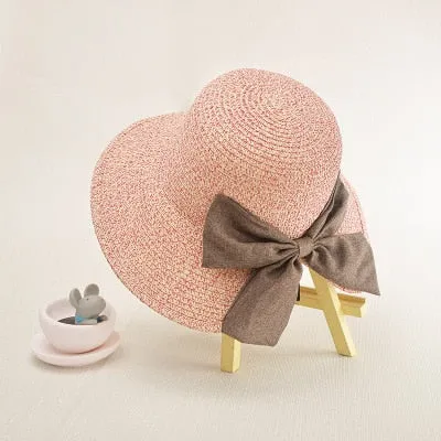 Women's Sun Hat Big Bow Wide Brim Floppy Summer Hats For Women