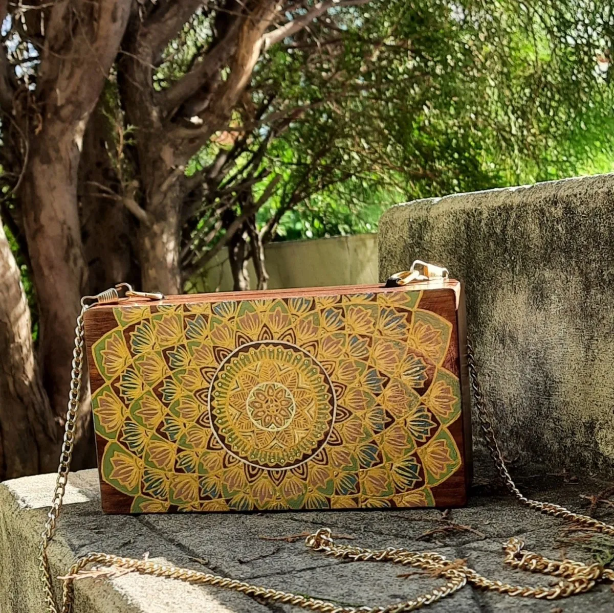 Wooden Clutch | Made of Mango Wood | Hand Painted